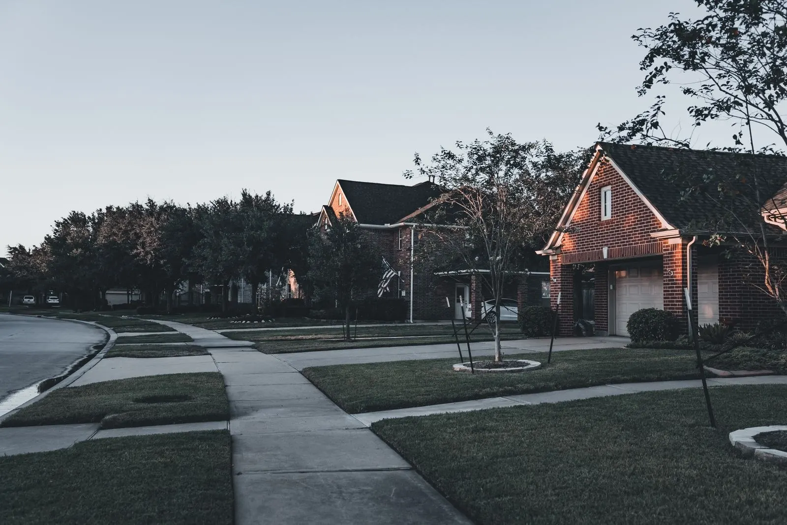 Brick homes along a residential street